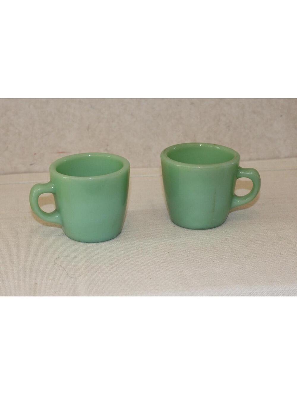 Vintage Fire King Jadeite Heavy Coffee Cups - Set of 2